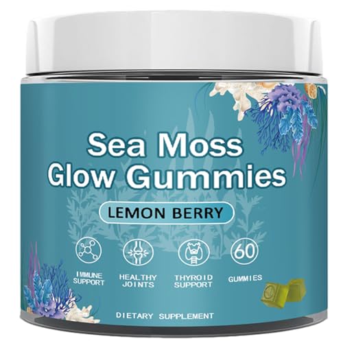 GROHESE Sea Moss Glow Gummies – Balmbare Revive Seamoss Gummies with Pearl Powder, Vitamin C & Aloe Vera, Organic Irish Sea Moss Supplement for Hair, Skin & Immune Support, 60 Count