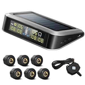 Easrsupe Tire Pressure Monitoring System, Equipped with Solar Charging Tpms System, 6 Sensors (0-199 PSI), 7 Alarm Modes, 1 Relay (98 Ft), Suitable SUV, RV, Trailer Tire Pressure Monitoring System