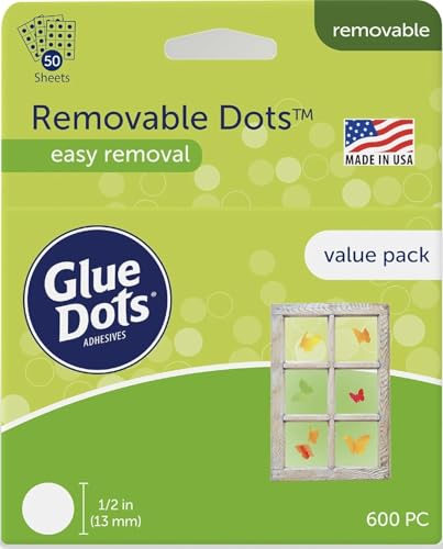 Image of Glue Dots, Removable Dots Value Pack, Double-Sided, 1 /2 inch, .5 Inch, 600 Dots, DIY Craft Glue Tape, Sticky Adhesive Glue Points, Liquid Hot Glue Alternative, Clear