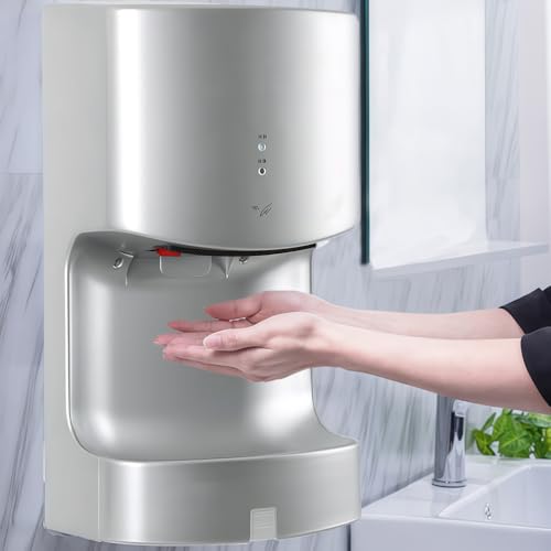 Sèche-mains automatique mural électrique avec bac de récupération d'eau et soufflage rapide - 2
