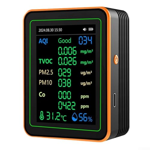 Elegante detector de AQI portátil con diseño estético y elegante para cualquier hogar u oficina, manteniéndote informado sobre tu entorno (MT22 negro)