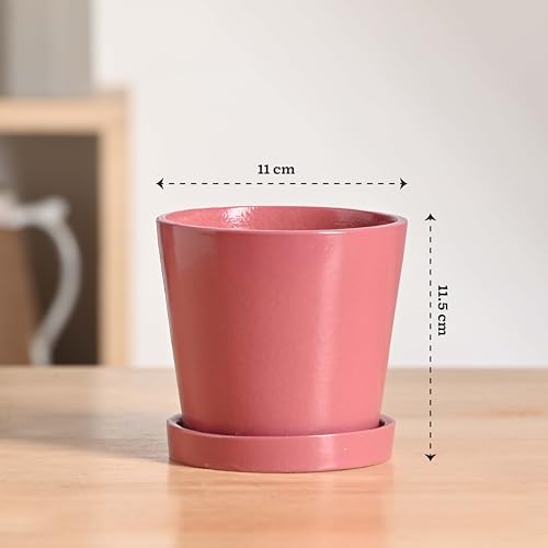 Image of UGAOO Table Top Ceramic Flower Pot for Indoor Plants, 4 Inch - Magenta