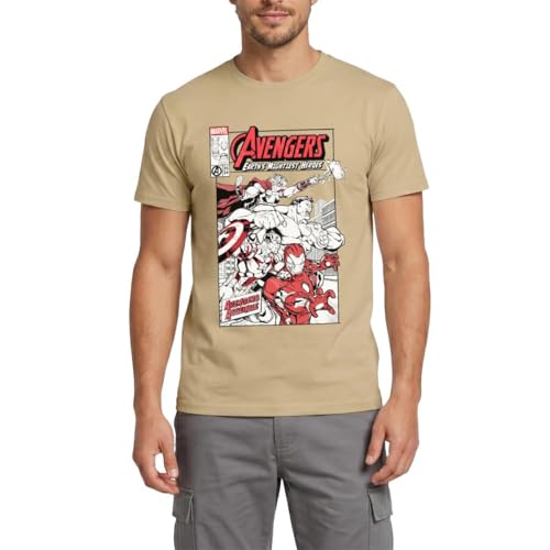 Spreadshirt Avengers Assemble Helden Comic-Motiv Männer T-Shirt, M, Sandbeige Spreadshirt Avengers Assemble Helden Comic-Motiv Männer T-Shirt, M, Sandbeige