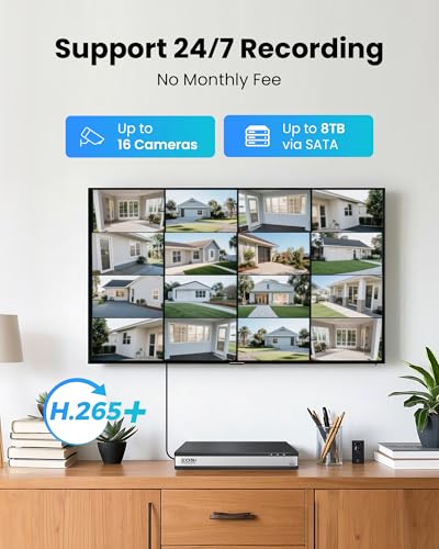 Image of ZOSI 16 Channel Wired Security Camera System,16 x 1080P Metal Outdoor Surveillance Cameras with Audio,AI Human /Vehicle Detection,Weatherproof,Night Vision,16CH DVR for Home Business(No Hard Drive)