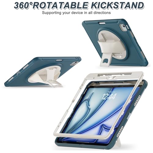 Coque iPad Pro 12.9 antichoc silicone avec poignée rotative bleu