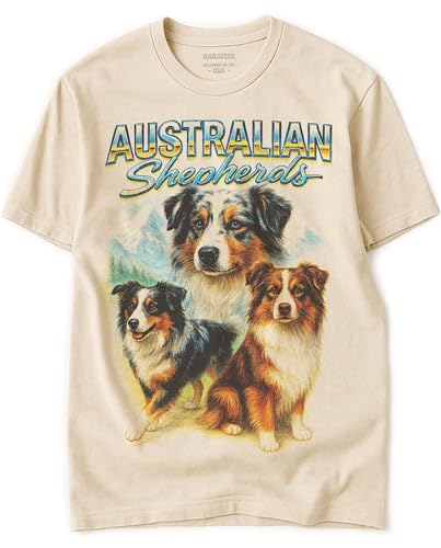 BABATEES Australian Shepherd Heavy Metal Tshirt for Dog Mom & Dad 100% Natural Undyed Cotton for Men & Women