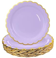 light purple paper plates with gold foil