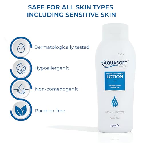 Image of Aquasoft Lotion | Lightweight | Fast Absorbing | Non-comedogenic | Hypoallergenic | Paraben-free | Dermatologically Tested | Shea Butter + Glycerin + Squalene | Non-sticky | All Skin Types | 100 ml