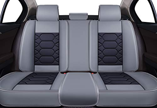 OASIS AUTO Car Seat Covers Accessories Rear Only Premium Nappa Leather Cushion Protector Universal Fit for Most Cars SUV Pick-up Truck, Automotive Vehicle Auto Interior Décor (OS-004 Gray)