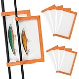 VATEICO Fishing Lure Wraps,4/8pcs Clear PVC Fishing Bait Cover Keeps Fish Safe and Easily See Lures Hook Storage Protector Cover for Saltwater Freshwater Orange&Black (Orange, Large - 4 Packs)