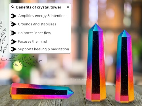 Image of Certified Titanium Aura Quartz Tower Obelisk Point For Chakra