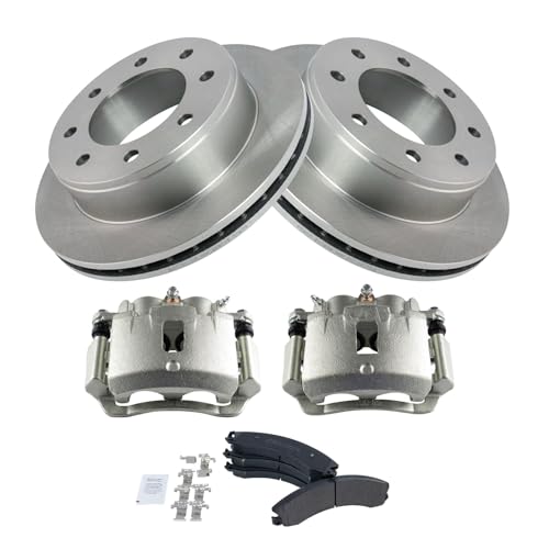 Image of TRQ Rear Brake Pad, Caliper, & Rotor Kit Semi-Metallic Compatible with 2009-2017 GMC Savana 3500