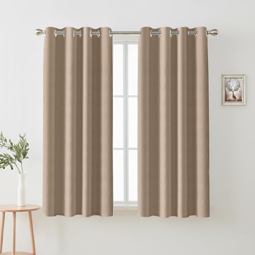 Image of Cloth Fusion Blackout Curtains, Beige, Window 5 ft, Set of 2 | 3-Layer Triple Weave, Up to 90% Light Block, Thermal Insulated, Premium Steel Grommets, Set of 2