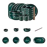  MYYINGBIN Ensemble De Vaisselle en Porcelaine Imprimée Lettre Phnom Penh Vert Foncé Ensemble De Dîner en Céramique Bordé d\'or pour Réunion De Famille, 40pcs