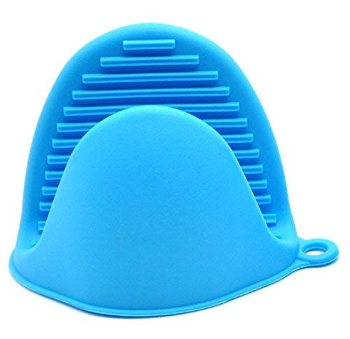 Alazco Blue Mini Oven Mitts 1 Pair (2Pcs), Heat Resistant Pinch Mitt Gloves Potholder For Kitchen Cooking & Baking - Food-Grade Silicone #TOP2