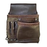 Graintex OS2201 5 Pocket Right Handed Oil Tanned Leather Nail & Tool Pouch Dark Brown Color for Constructor/Electrician/Plumber