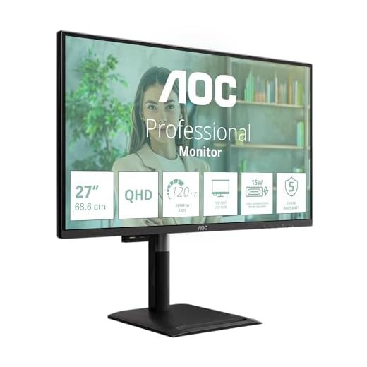 AOC Q27P4U 27 Zoll WQHD Gaming Monitor 120Hz, IPS Panel, 4ms GtG, Adaptive Sync, HDR Modus, Höhenverstellung, Lautsprecher, (2560x1440 HDMI 2X 2.0 DP USB Hub) Schwarz