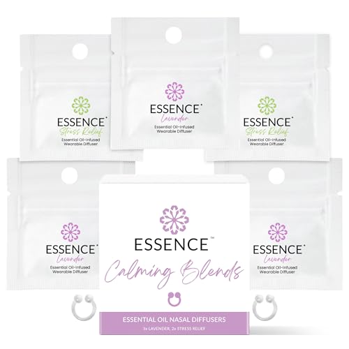 Essence Nasal Diffuser | Essential Oil Ring | Silicone Nose Inhaler Bundle Pack (Calming Blends)