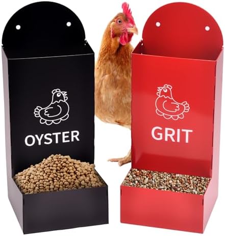 2 Pack Chicken Oyster Shell Feeder and Grit Device, Corner Chicke...