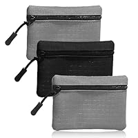 3 Stück Münzbeutel, Mini Geldbeutel, Münzbörse aus Oxford-Stoff, kleine Münztasche für Damen und Herren, ideal für Reisen und Einkaufen, schwarz und grau(12 x 9cm)
