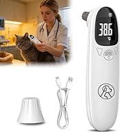 XPJBKC Ohrthermometer Hund, Fieberthermometer Hund, Digital Haustier Thermometer mit Led-Anzeige, Tragbares Fiebermesser Ohr für Hunde und Katzen, Hunde Fieberthermometer mit Speichermodus