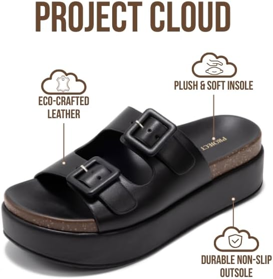 Project Cloud Platform Sandals Women - Plush & Soft Insole Wedge Slides for Women Footwear - Beach Essential Wedge Sandals for Women 2026 (Softy) - Image 3