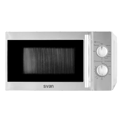 Svan Microondas 20 Litros con Grill Inox SMW2700GX. 700W, Grill 1000W, 9 Programas, Modo Descongelación, Revestimiento Interior, Fácil Limpieza, Temporizador 35min.