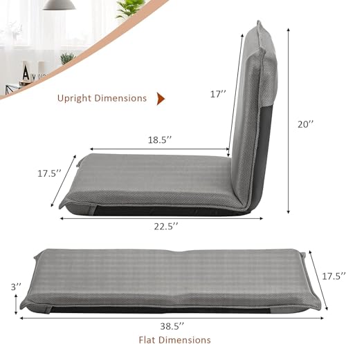 Sillón Plegable Ajustable Tela Gris miniatura 3