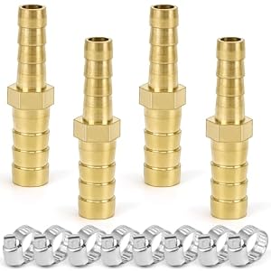 qingmeng 4 Stück Schlauchadapter 8mm auf 6mm Schlauch Reduzierstück Benzinschlauch Wasserschlauch Verbinder Schlauchverbinder Messing Kraftstoffleitung Reparaturset Schlauch Adapter für Luft Wasser Öl