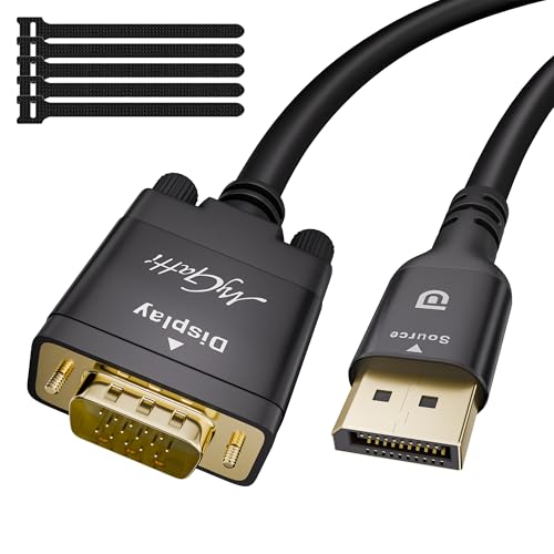 Mygatti DisplayPort auf VGA Kabel 1m, DP Stecker zu VGA Stecker adapterkabel, 1080p unidirektionales monitorkabel, für Laptop, Projektor, Monitor, PC, Desktop, HDTV, Mit 5 Kabelbinder