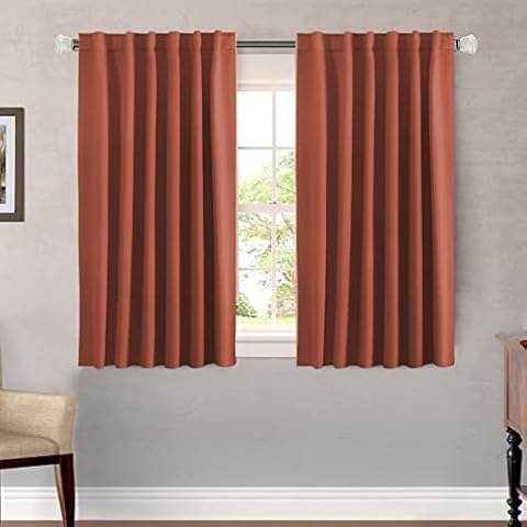 H.VERSAILTEX Blackout Curtains Thermal Insulated Window Treatment Panels Room Darkening Blackout Drapes for Living Room Back Tab/Rod Pocket Bedroom Draperies, 52 x 45 Inch, Burnt Ochre, 2 Panels Cover