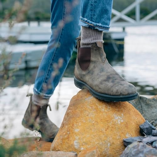 UOQAPRE Work Boots for Men Wedge Work Leather Boots With Side Zipper Men's Motorcycle Boots Adjustable Width System4