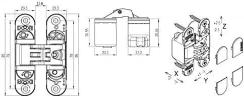 Bisagra de puerta invisible ajustable Koblenz Kubica K6200