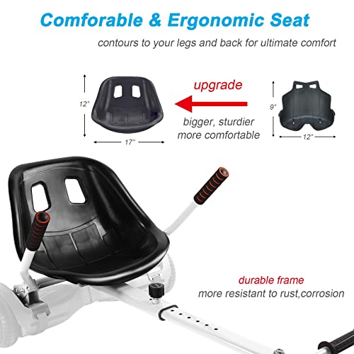 Image of Hoverboard Seat Attachment 265lbs Capacity, 26 inch-34.5 inch Adjustable Length Hover Board Go Kart Accessory w /Comfortable&Sturdy Seat,Go Cart Compatible with 6.5 inch 8 inch 10 inch Hoverboard,Kids Adults