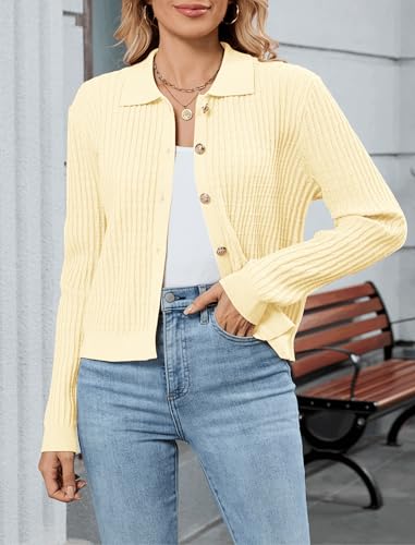 ZAFUL Womens Cable Knit Cardigan Sweater Casual Long Sleeve Open Front Button Down Cardigan Lapel Neck Cropped Sweater2