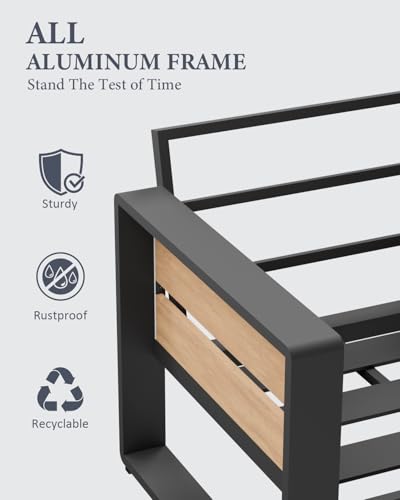 Image of ZANDOR Aluminum Outdoor Patio Furniture - 2 Pcs Armchair, All-Weather Metal Modern Outside Furniture with Washable Thick Cushion for Garden /Backyard /Porch, Grey | Rustproof,High weight capacity,Water-repellent,Washable Cover,All-Weather Resistant,Easy clean,for Poolside Backyard Deck