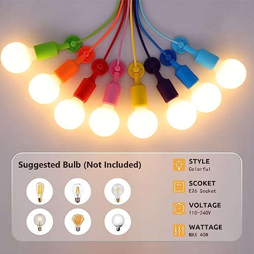 Ymlii Colorful Spider Chandelier, Kids Ceiling Light Fixture, Ajustable DIY Pendant Lamp for Boys Girls Bedroom Playroom Classroom Dining Room,‎ E26 8 Arms Lights