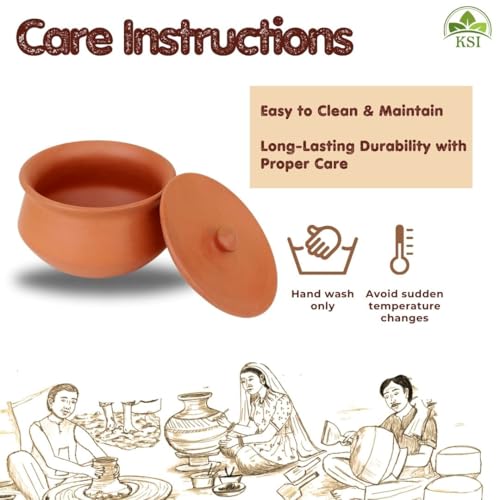 Image of KSI Unglazed Mud Clay Pot for Thick Curd Making | Self-Cooling Raw Clay Handi | Natural Dahi Preserving Pot | Traditional Indian Clay Pot for Curd | Eco-Friendly, Handcrafted Clay Storage Pot |700ml