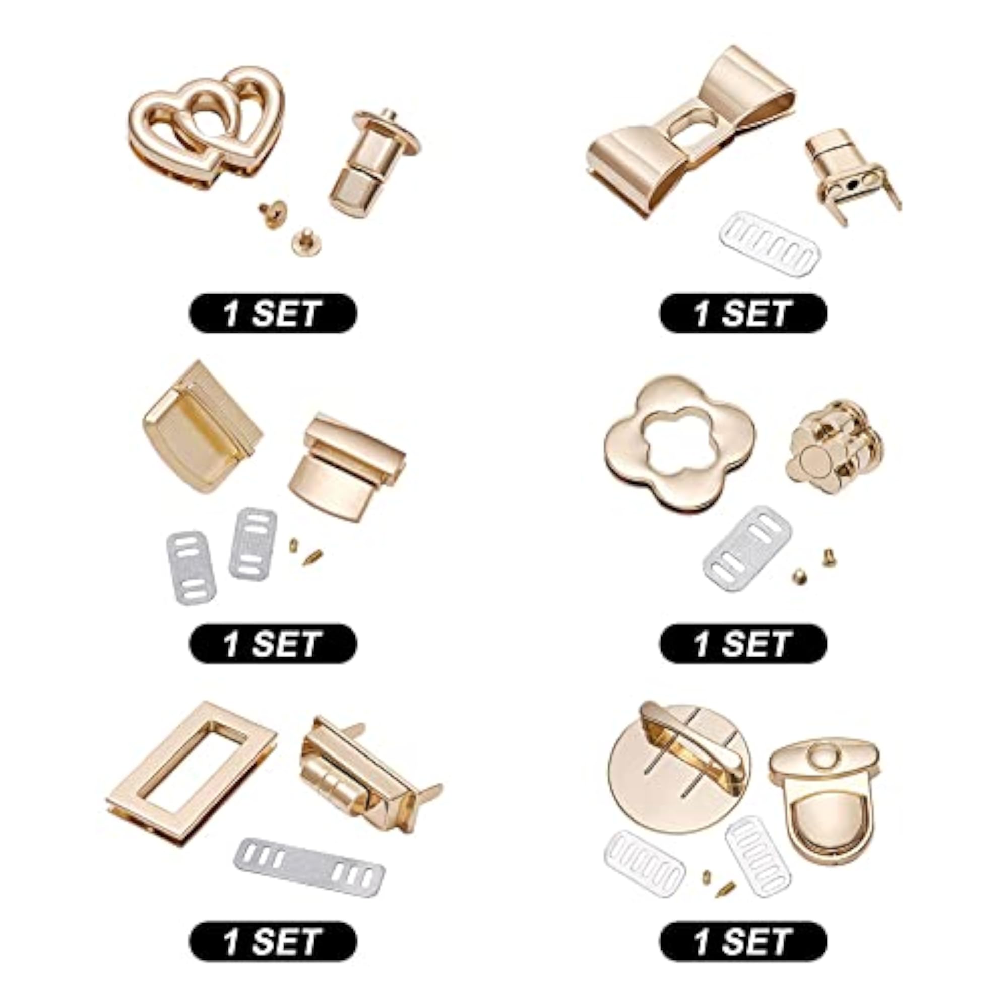 6 Sets Turn Lock Clasp Purse Clutch Closure Fasteners