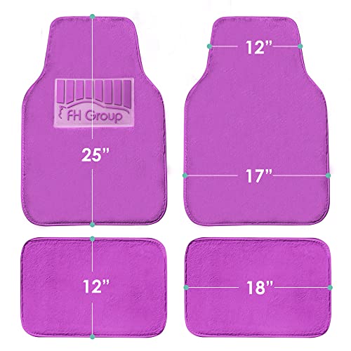 Image of FH Group Universal Fit Full Set Doe16 Faux Rabbit Fur Automotive Floor Mats fits most Cars, SUVs, Trucks and Vans Purple