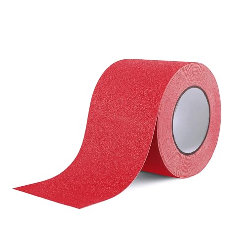 Image of Reniteco Anti Slip Tape - 4 inch x 33Ft, Red Heavy Duty Grip Tape - High Adhesion & Waterproof, No Residue Removal for Outdoor Stairs, Tile, Shower, Bathtub - Extra Grip Safety Tape