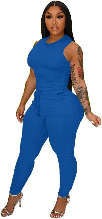 TOPSRANI Womens Two Piece Outfits Bodycon Tracksuit Sweatsuits Solid Jogger Biker Workout Gym Lounge Short Sleeve Pant Sets