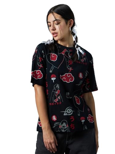 Image of Bewakoof Official Naruto Merchandise Women's 100% Cotton Graphic Print Oversized Fit Round Neck T-Shirt