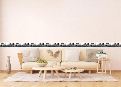 AG Design Selbstklebende Bordüre Waldsilhouette, AWB 8270 | Wasserfest Dekoration für Wände, Möbel, Tapeten, Wandverkleidungen und Türen, Folie, Mehrfarbig | Breite 500 cm x Höhe 13.8 cm