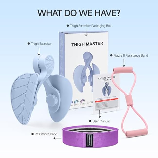 Thigh Master 35lb,Pelvic Floor Exercise,Kegel Pelvic Floor Muscle Thigh Exerciser for Women,with 2 Resistance Band,Inner Thigh Workout Equipment