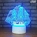 Produktbild 3D Nachtlicht Navigation Segelboot Pirat Schiff Flugzeugträger Schlachtschiff Dampfschiff Led Kinder Geschenk Tischlampe Dekoration