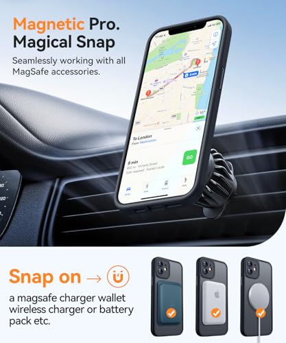 Image of CANSHN Magnetic Compatible with iPhone 12 Case, Upgraded [Full Camera Protection] [Compatible with Magsafe] [Translucent Matte] Shockproof Protective Phone Case Cover 6.1 Inch - Black