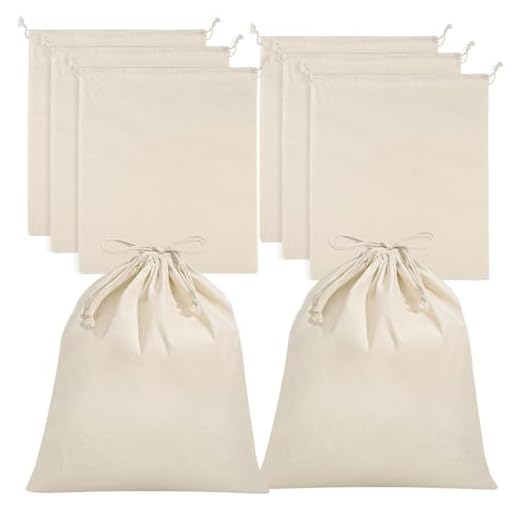 8 Stück Stoffbeutel Klein, 25x30 cm Ostern Baumwollbeutel mit Kordelzug Baumwolltasche zum Bemalen Jutebeutel Unbedruckt DIY Aufbewahrungsbeutel für Obst Gemüse Hochzeit Ostern Basteln