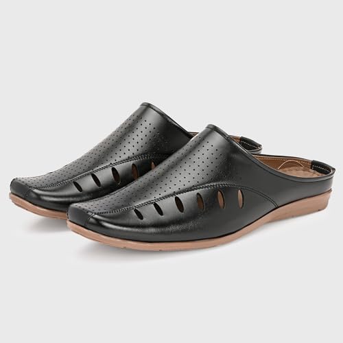 Image of Centrino Men's Casual Slip-On Sandals |Comfortable Back-Open Relaxed Fit Mule|Slip-On Half Shoe with Cushioned Insole for Office,Casual,Home,Outdoor,Driving,Summer Everyday Comfort(8107)
