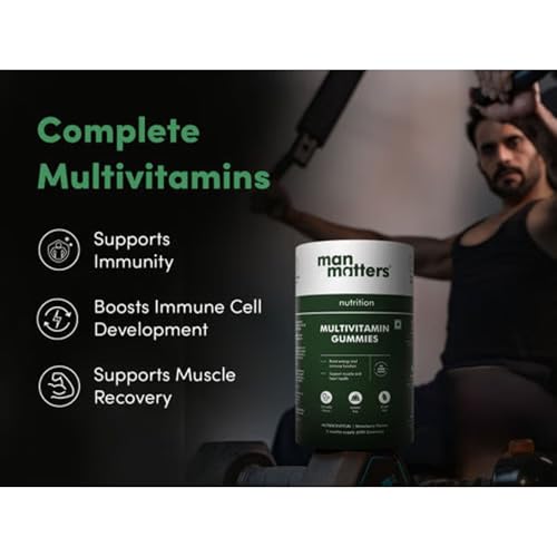 Image of Man Matters Multivitamin Gummies | Daily Essential Multivitamin for Men | 15 Vitamins & Minerals, 8 Amino Acids, 7 Herbal Extract | Enhances Immunity & Overall Well Being | 60N